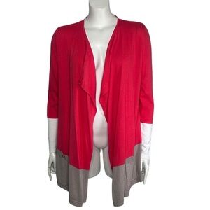 Dana Buchman Cardigan Color Block Womens Open Front XL Long Sleeve Pockets